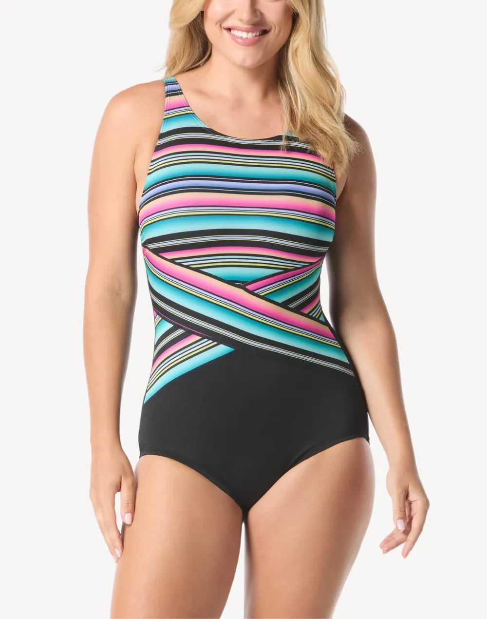 Sunrise Burst High Neck D Cup One Piece sold by swimco
