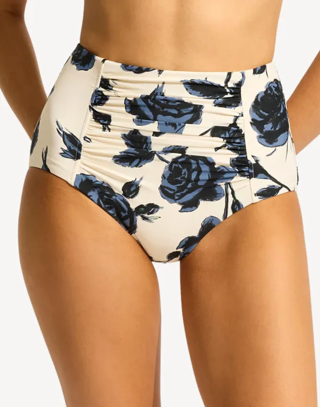 Rococo Ruched High Waist Bikini Bottom sold by swimco