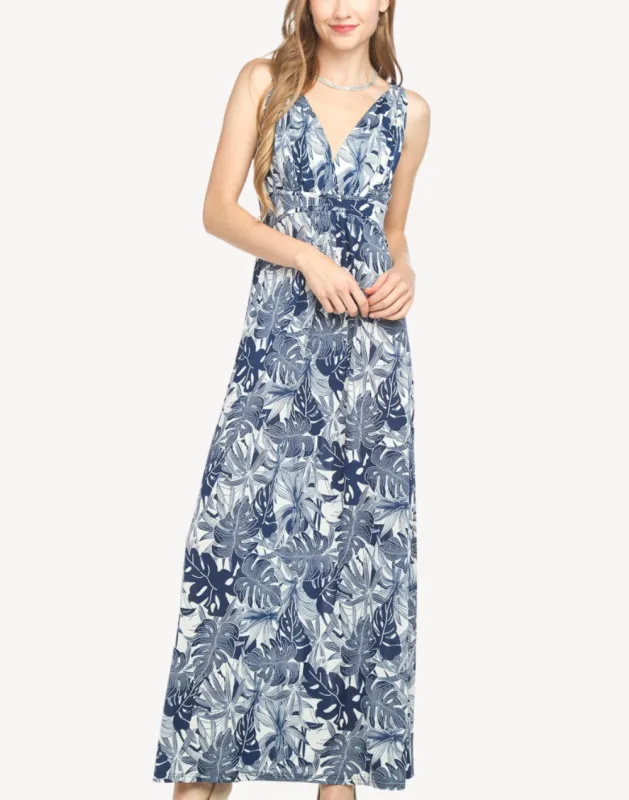 Palm Leaves Grecian Maxi Dress sold by swimco