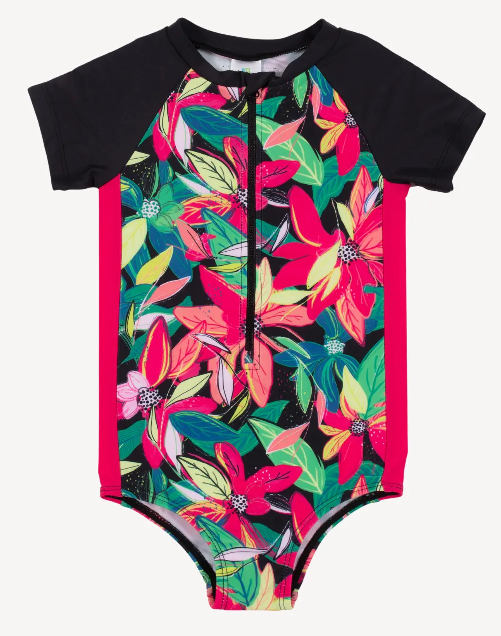 Girls Tropical Jungle UPF 50 Short Sleeve Paddle Suit sold by swimco