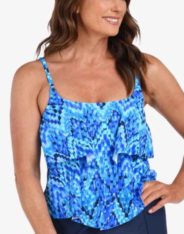 Artisan Ikat Double Tiered Tankini Top sold by swimco