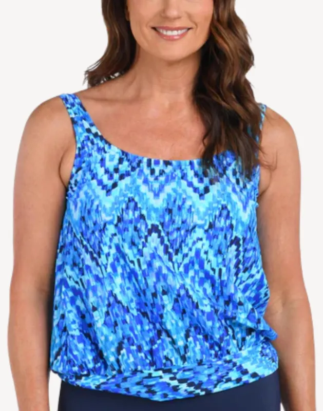 Artisan Ikat Blouson Tankini Top sold by swimco