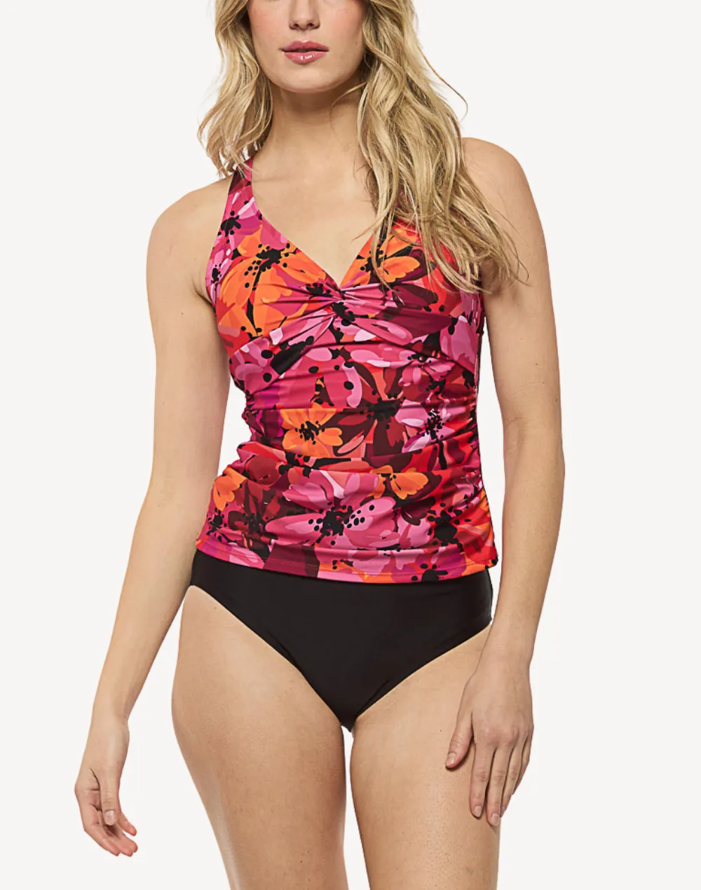 Bold Floral Red Twist Front Tankini Top sold by swimco product image thumbnail 2