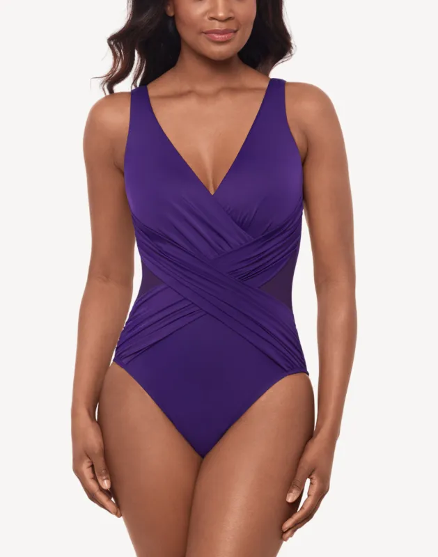 Illusionists Crossover One Piece Swimsuit sold by swimco