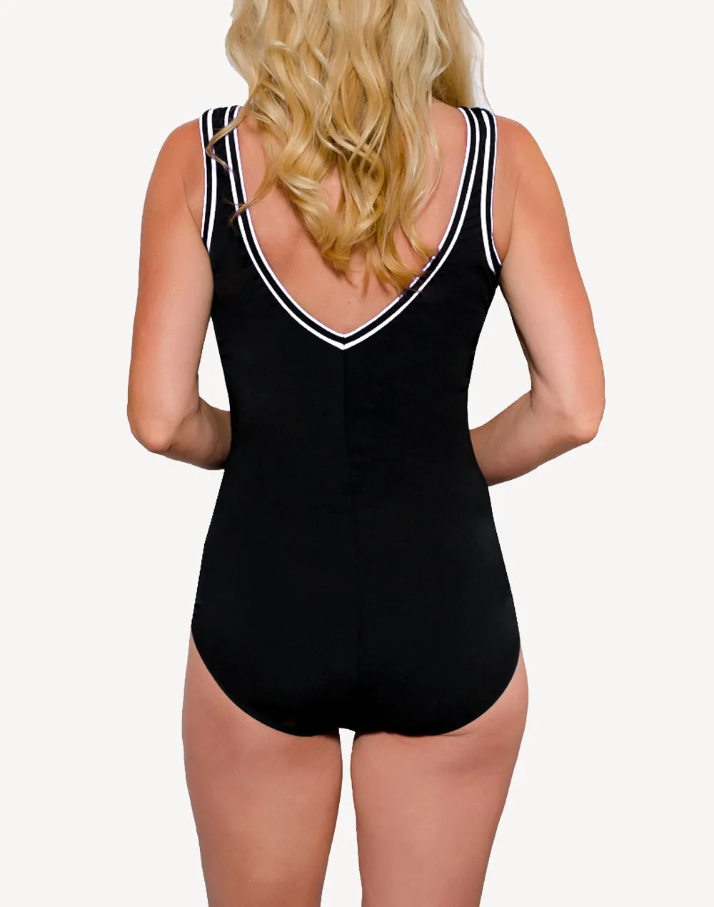 V Neck V Back Long Torso Polyester One Piece Swimsuit sold by swimco product image thumbnail 2