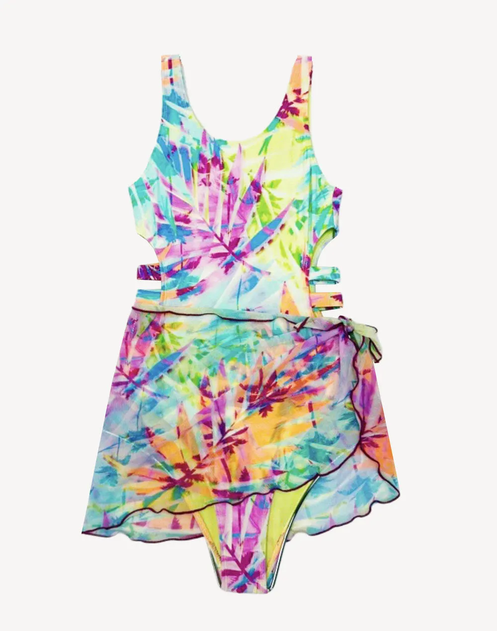 Girls Palm Hideaway One Piece With Sarong sold by swimco product image thumbnail 2