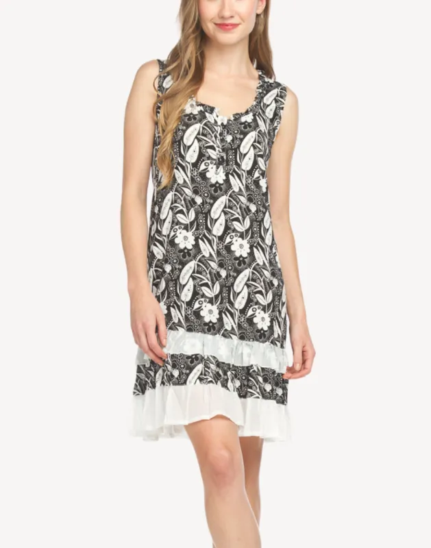 Floral Black Crinkle Short Dress sold by swimco