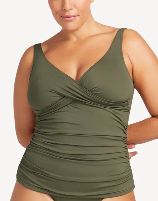 Solid Delacroix Plus Size Tankini Top sold by swimco