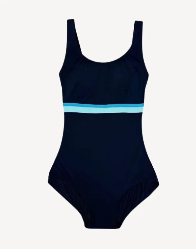 Horizontal Splice Polyester One Piece Swimsuit sold by swimco