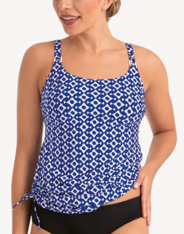 Blue Eyes Latina D Cup Mastectomy Tankini Top sold by swimco