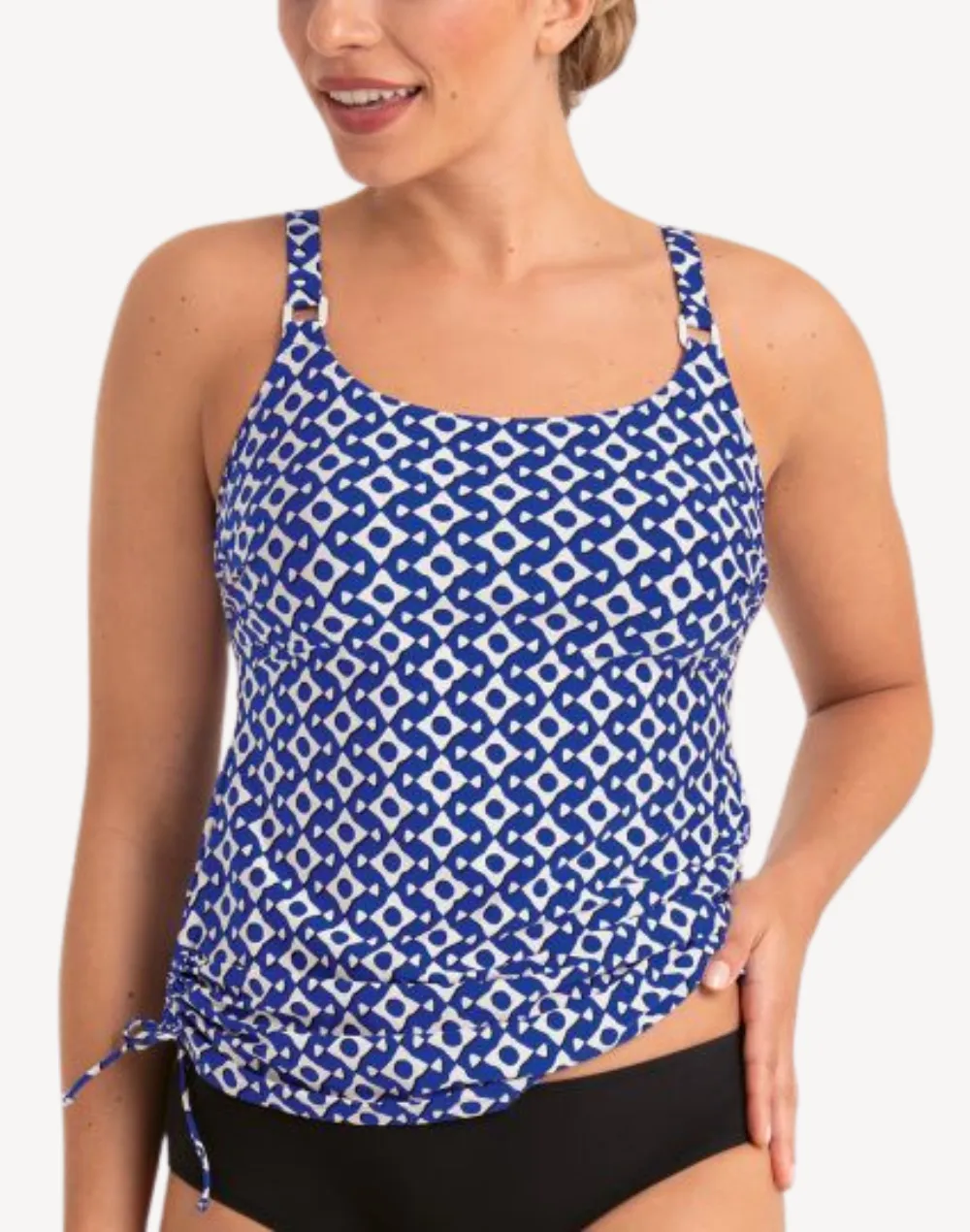 Blue Eyes Latina D Cup Mastectomy Tankini Top sold by swimco