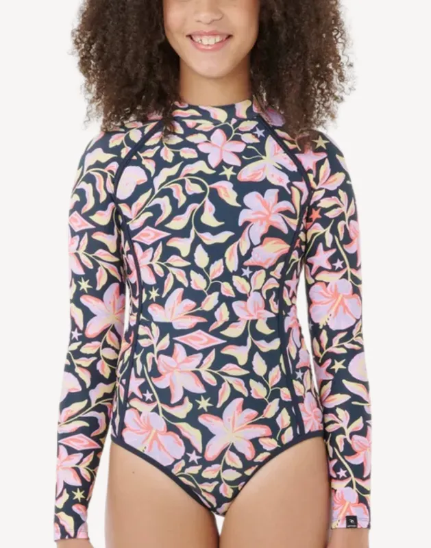 Girls Sunset Skies UPF 50 Long Sleeve Paddle Suit sold by swimco