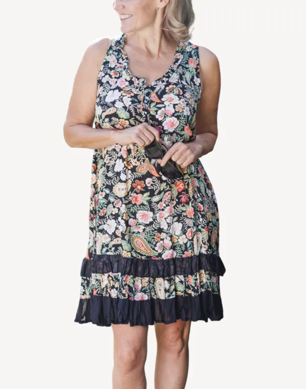 Paisley Crinkle Short Dress made by swimco
