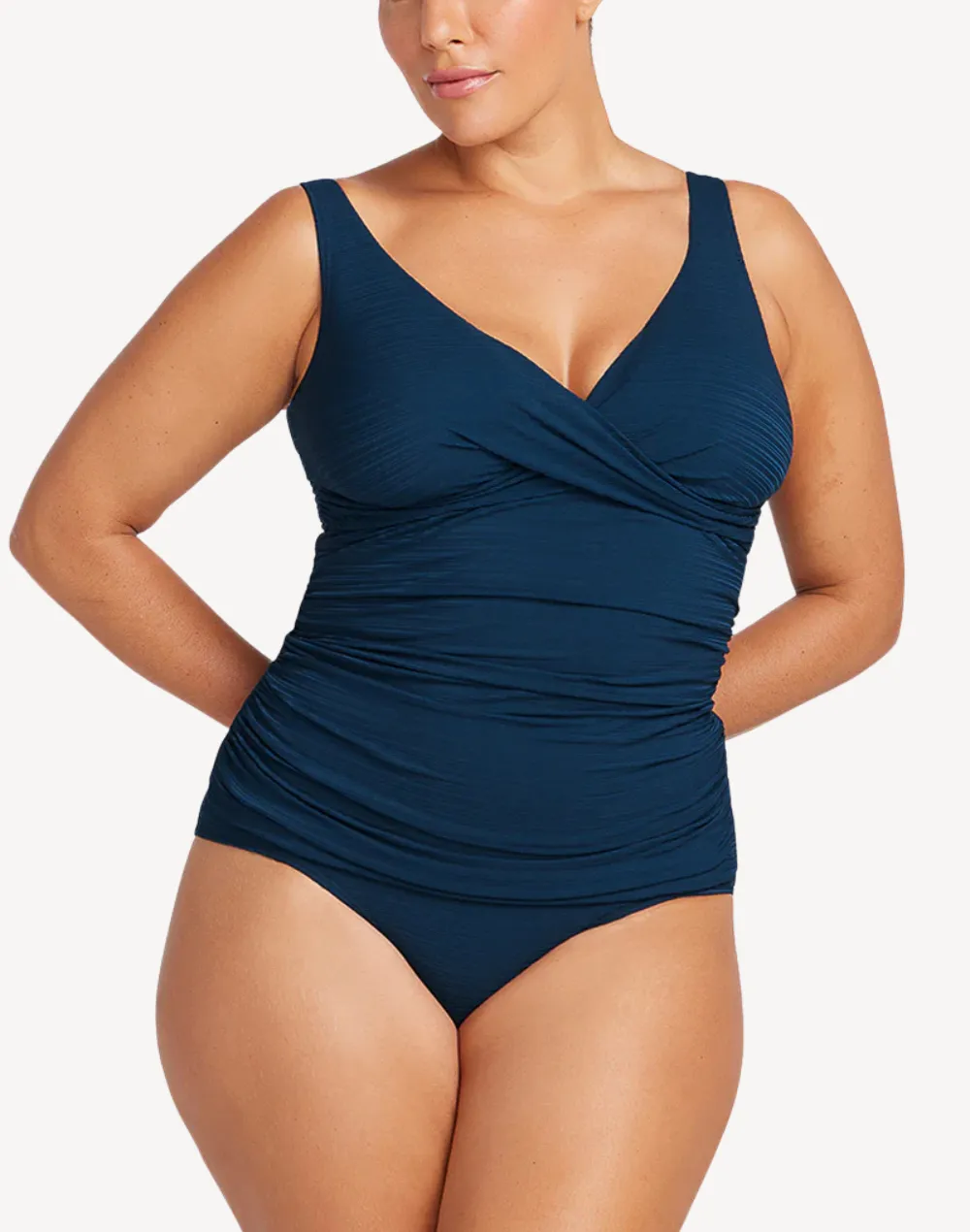 Aria Navy Delacroix Plus Size Tankini Top sold by swimco product image thumbnail 4