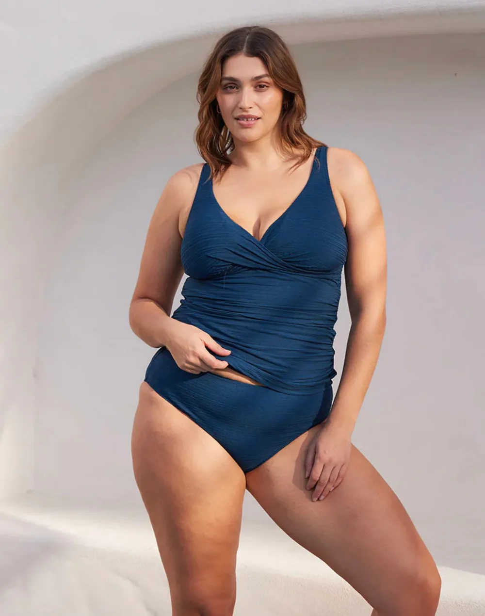 Aria Navy Delacroix Plus Size Tankini Top sold by swimco product image thumbnail 5