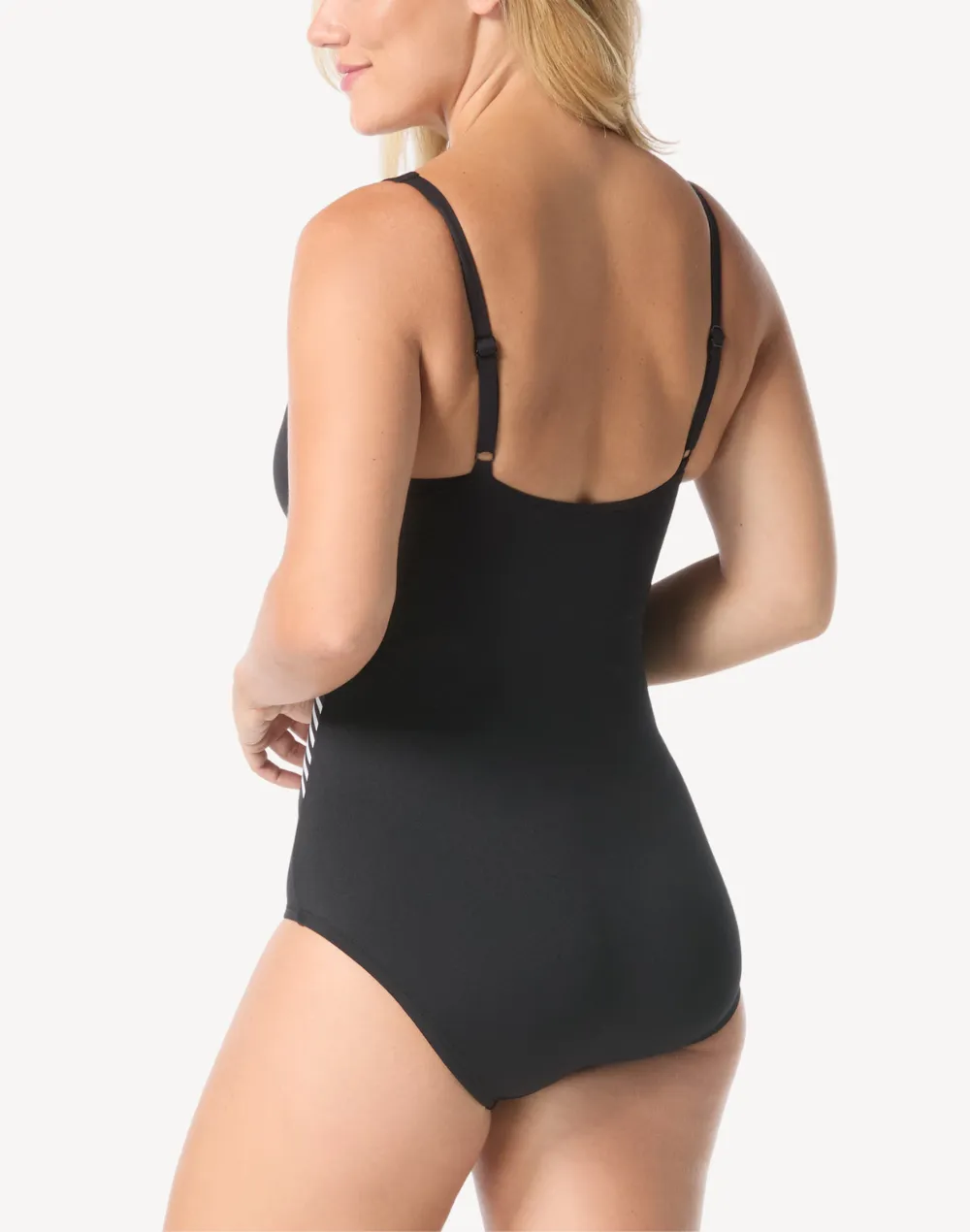 Retro Stripe High Neck D Cup Polyester One Piece Swimsuit sold by swimco product image thumbnail 2