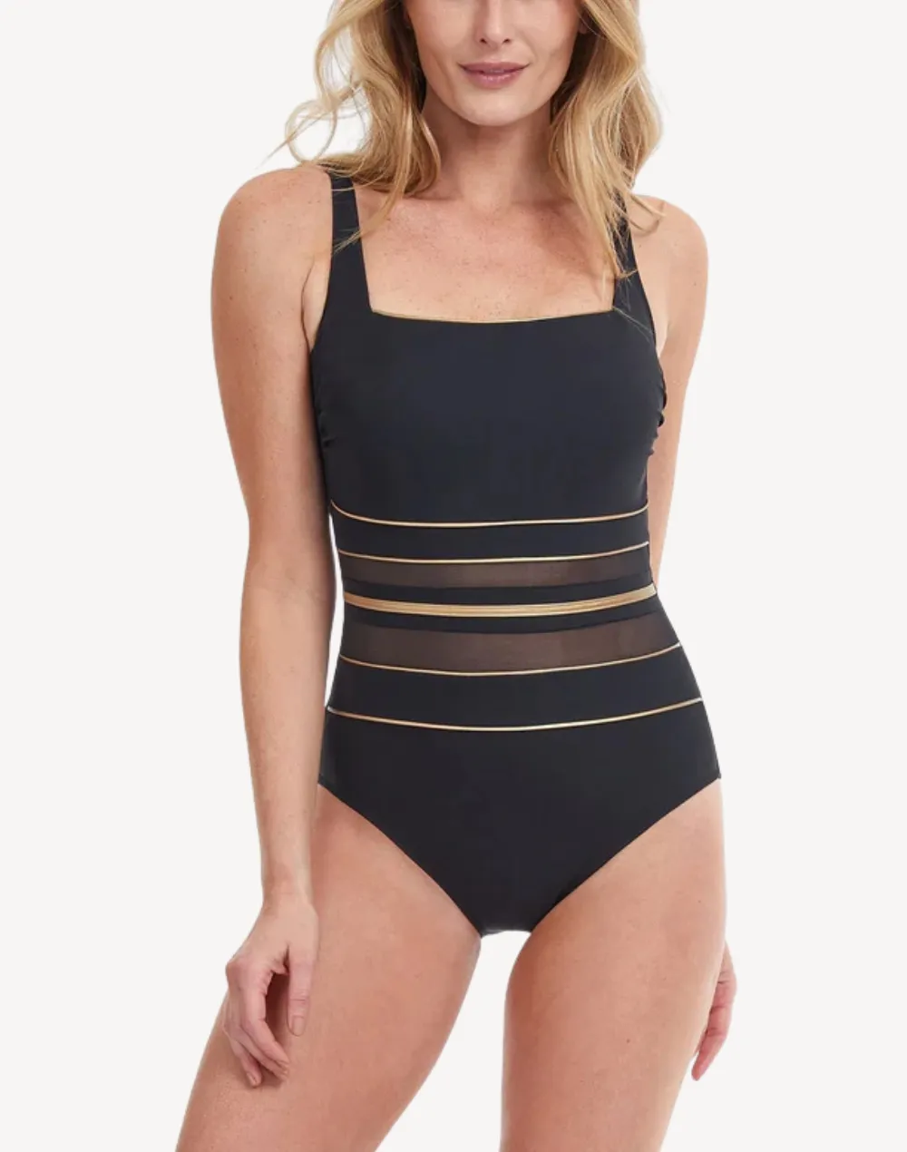 Onyx Sqaure Neck One Piece Swimsuit sold by swimco