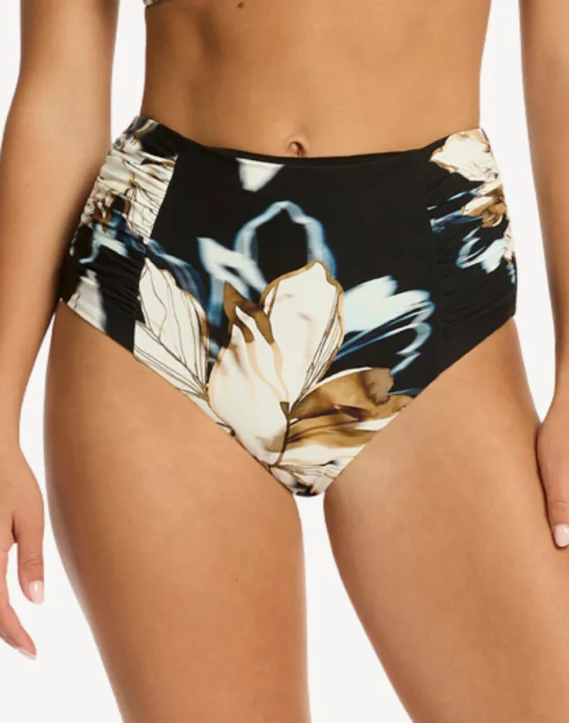 La Luna High Waist Gathered Side Bikini Bottom sold by swimco