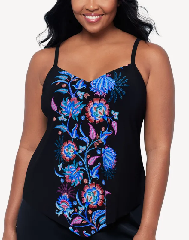Whimsical Vines Hank Tankini Top sold by swimco