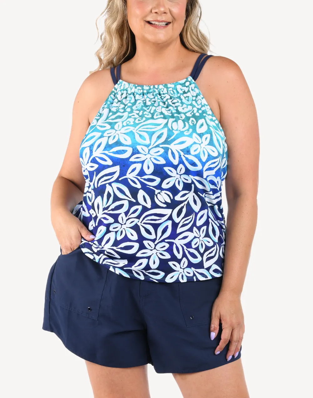 Into The Lagoon High Neck Plus Size Tankini Top sold by swimco product image thumbnail 3
