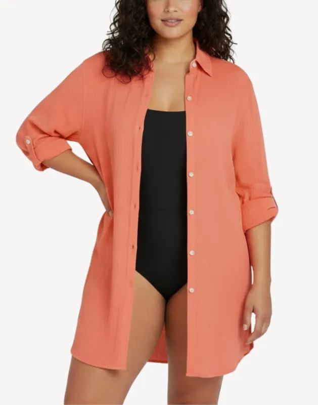Resort Shirt Plus Size Cover Up sold by swimco