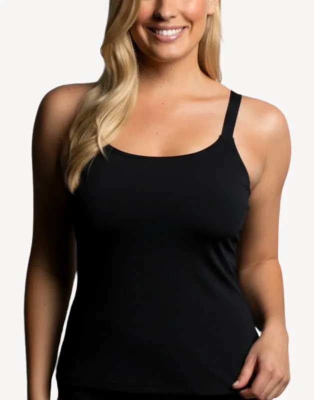 Solid Polyester Scoop Neck Tankini Top sold by swimco