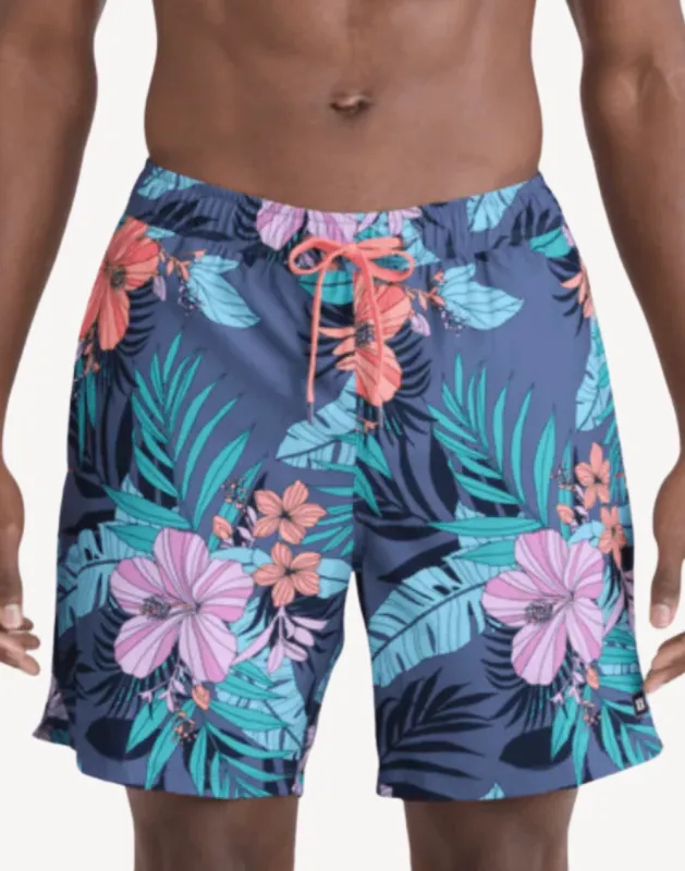 Hibiscus Jungle Oh Buoy 18" 2N1 Swim Trunk made by swimco