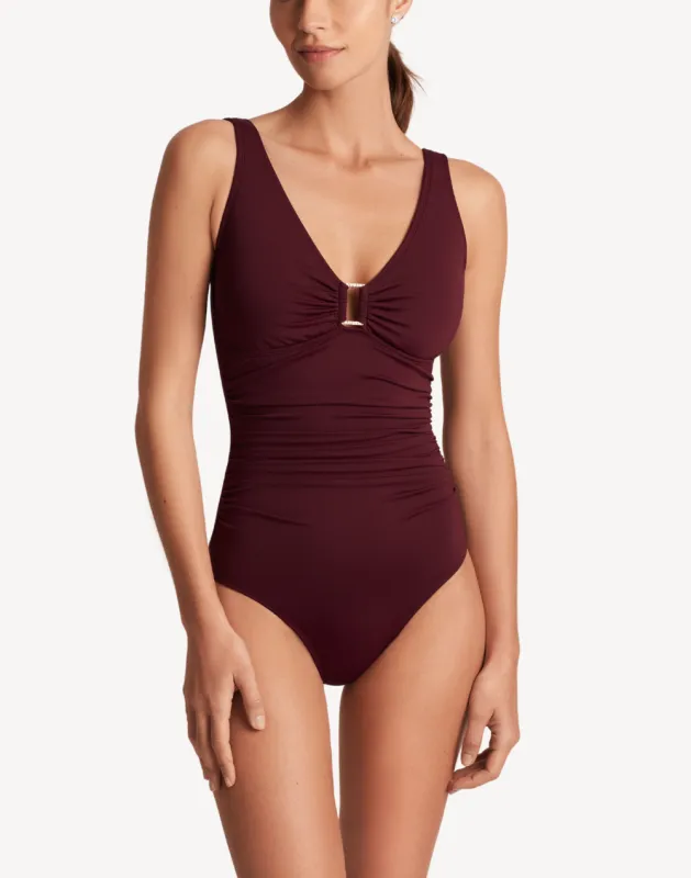 Beach Club Solids Ring Underwire One Piece Swimsuit sold by swimco