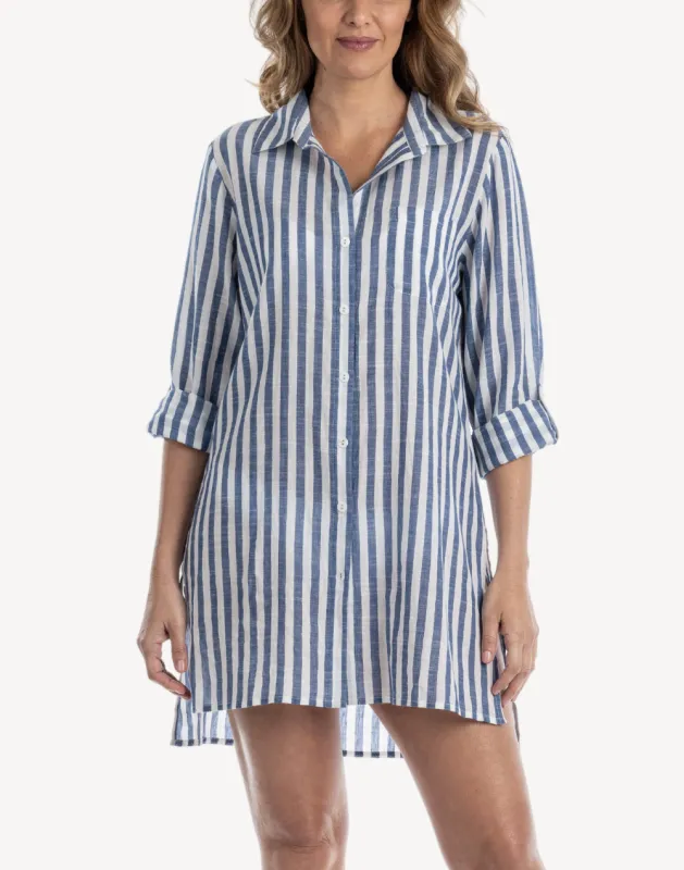 Stripe Beach Shirt Cover Up sold by swimco