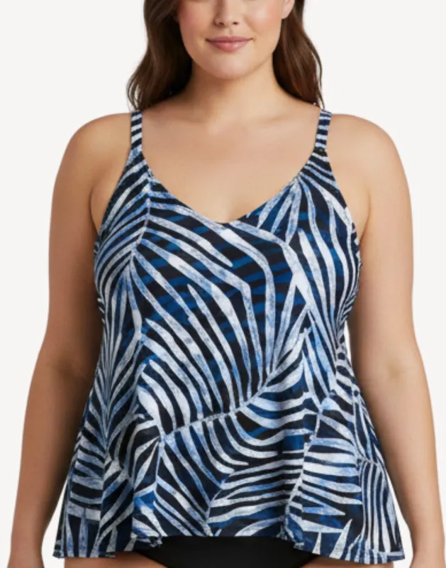 Shadow Palm Easy Tri Plus Size Tankini Top sold by swimco