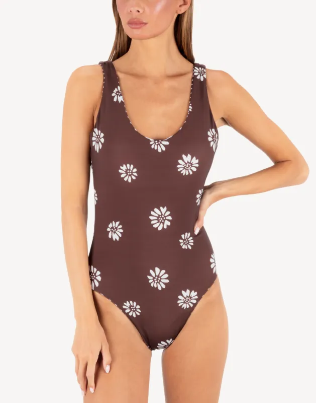Katazome Reversible Moderate One Piece Swimsuit made by Hurley
