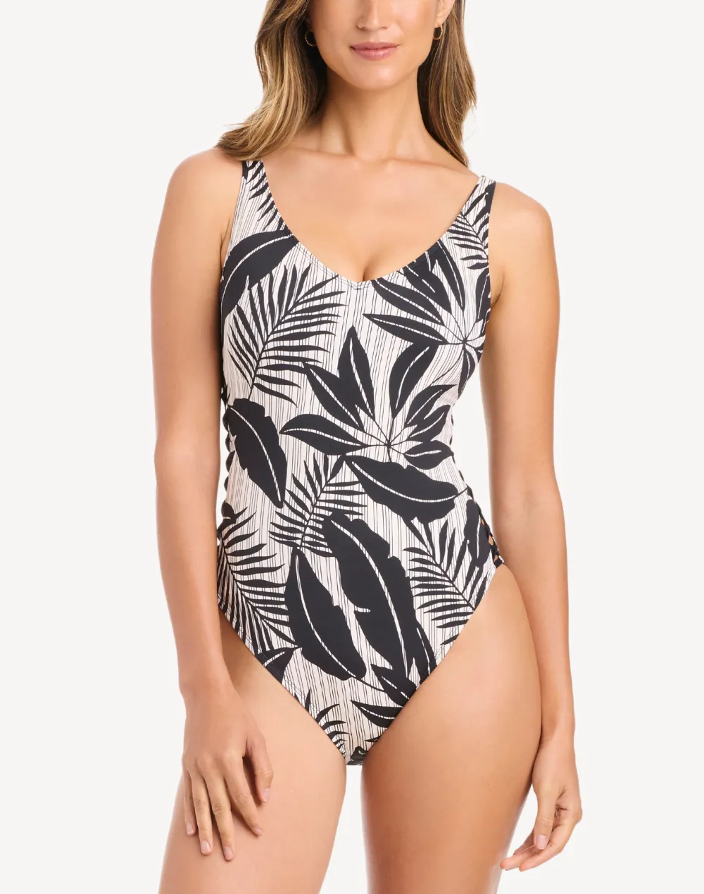 Island Time Sides Lace Down One Piece Swimsuit sold by swimco