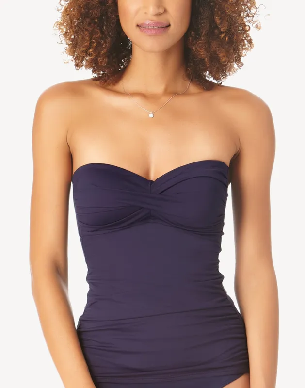 Live In Colour Twist Front Shirred Bandeau Tankini Top made by Anne Cole
