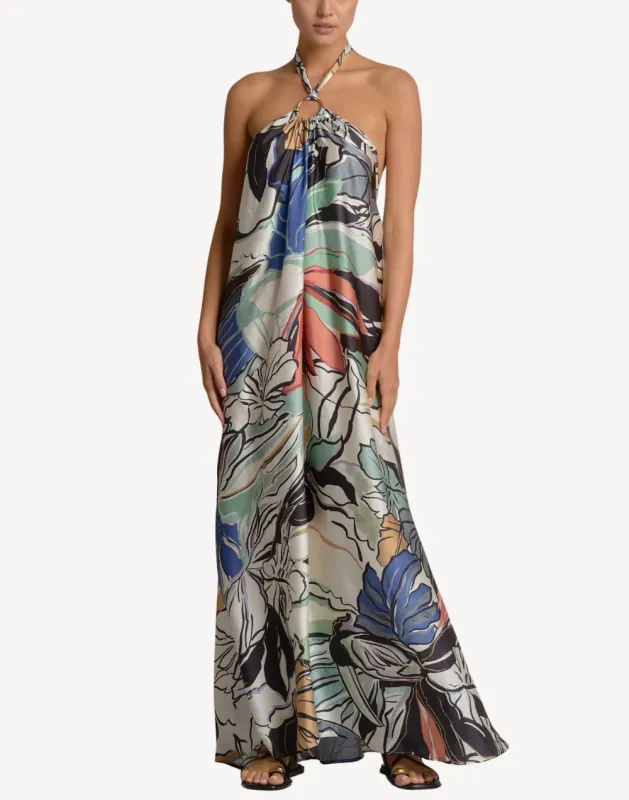 Botanical Halter Maxi Dress made by Elan