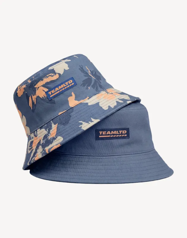 Blue Hibiscus Reversible Bucket Hat made by TEAMLTD