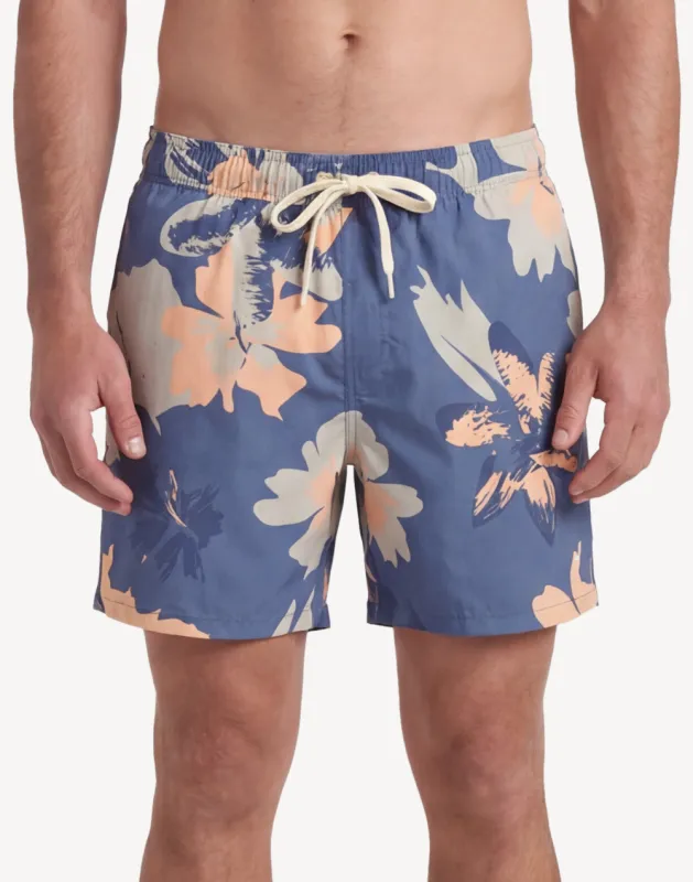 Blue Hibiscus 17" Swim Trunk made by TEAMLTD