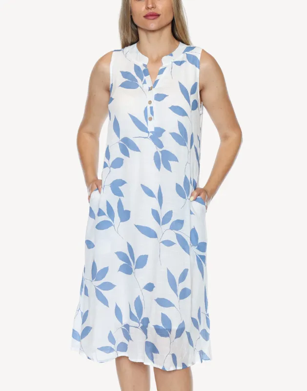 Leaves Henley Midi Dress made by swimco