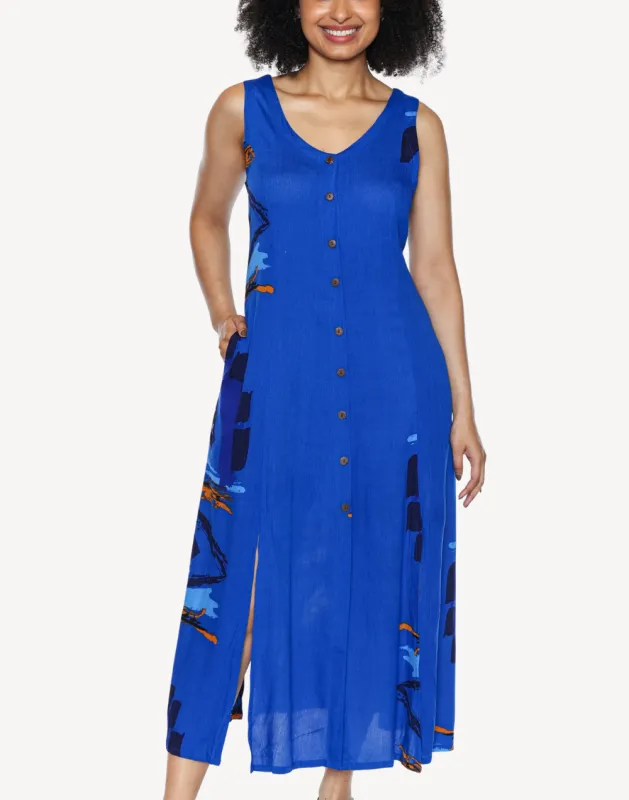 Full Button Front Maxi Dress made by swimco