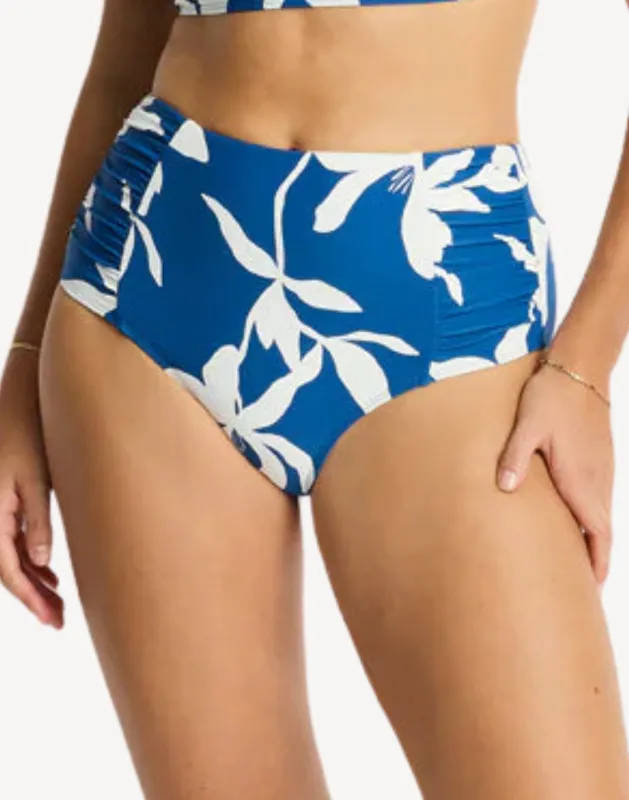 Leilana High Waist Gathered Side Bikini Bottom made by swimco