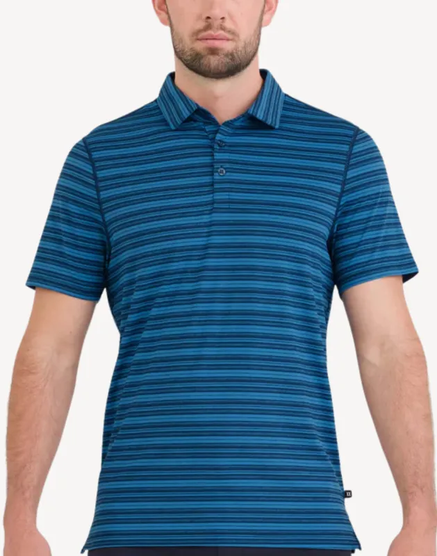 Denim Stripe Droptemp All Day Cooling Polo made by SAXX