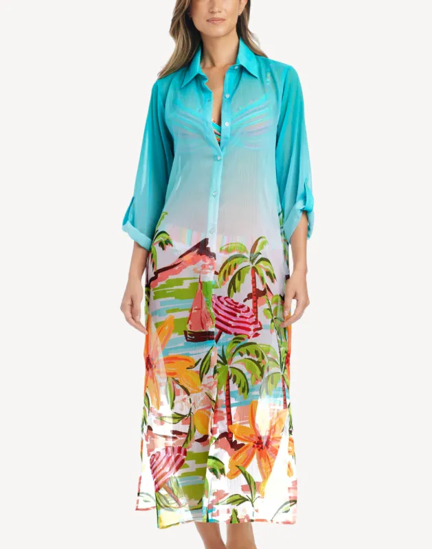 Ciao Capri Long Chiffon Shirt Cover Up made by Bleu Rod Beattie