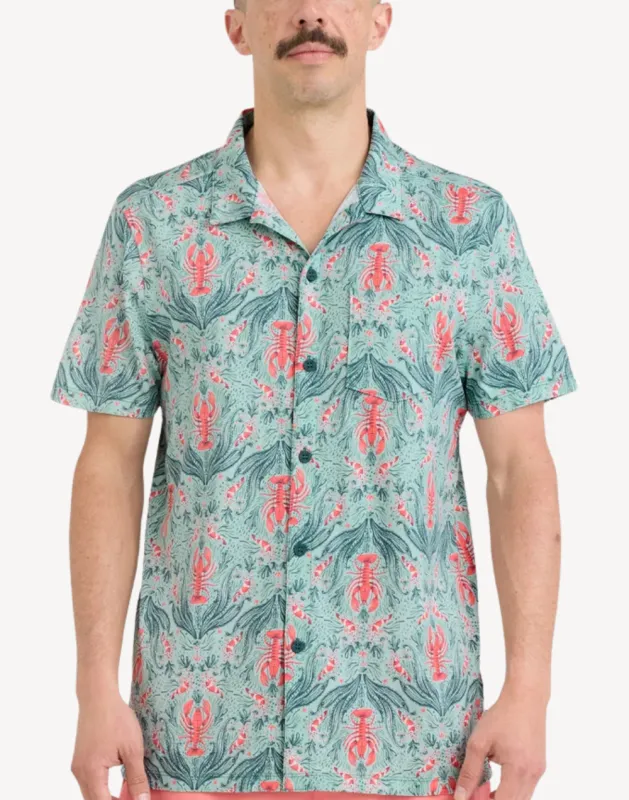 Lobster Flourish Droptemp Dry Resort Short Sleeve Shirt made by SAXX