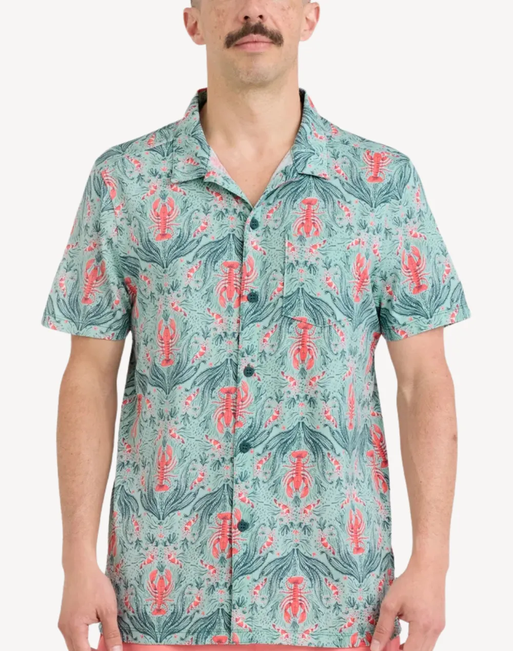 Lobster Flourish Droptemp Dry Resort Short Sleeve Shirt sold by swimco