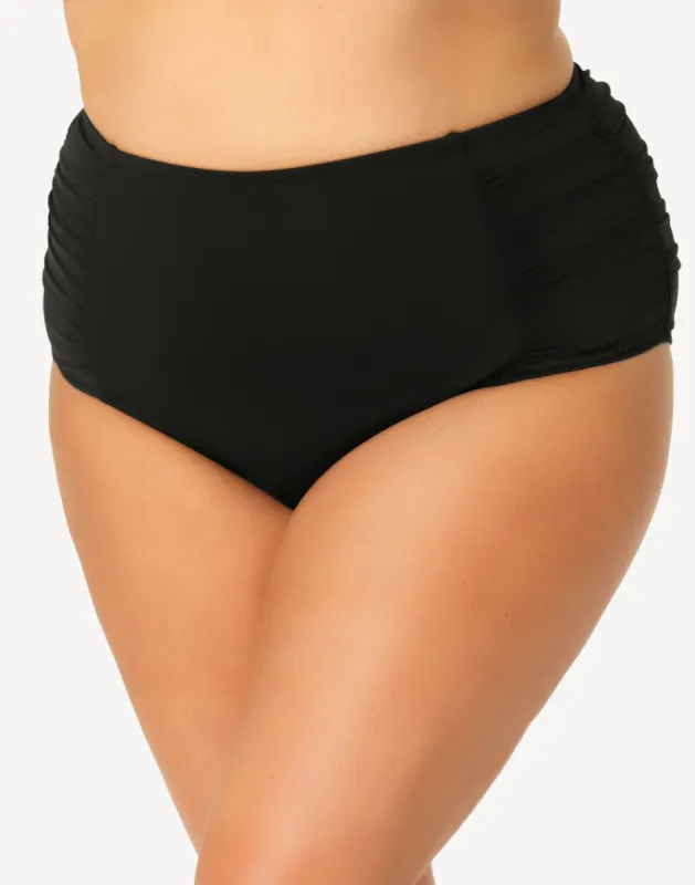 Live In Colour Plus Size Shirred High Waist Bikini Bottom sold by swimco