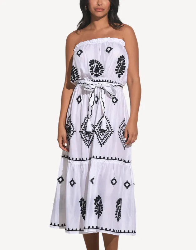 Strapless Embroidered Midi Dress sold by swimco