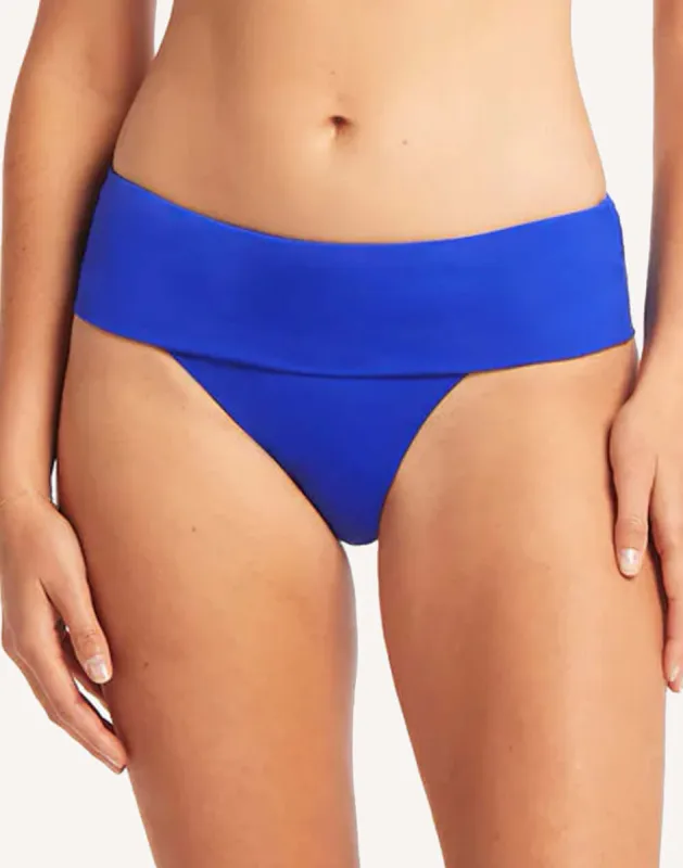 Essentials Cobalt Roll Top Bikini Bottom sold by swimco