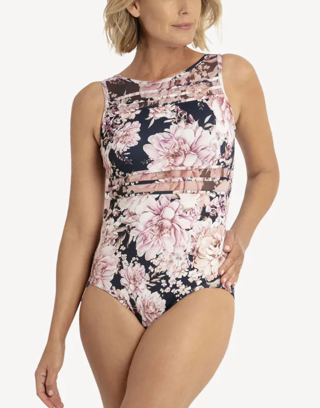 Chiara Mesh High Neck Mastectomy One Piece Swimsuit sold by swimco