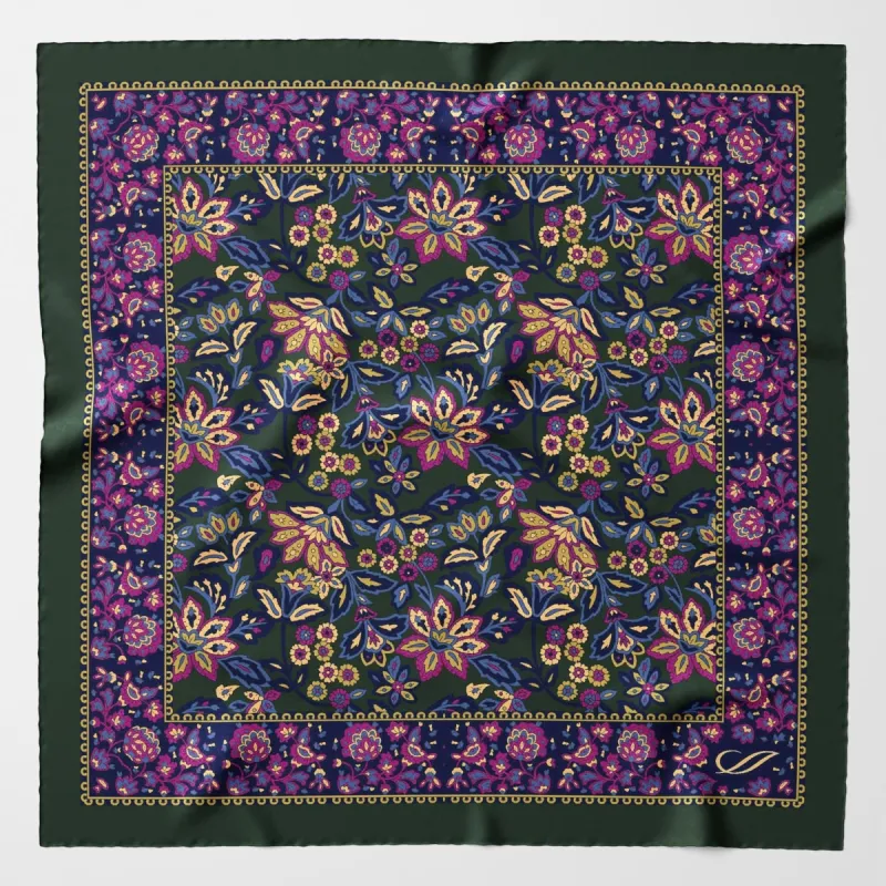 Farnese - Silk Pocket Square - Forest sold by Elizabetta