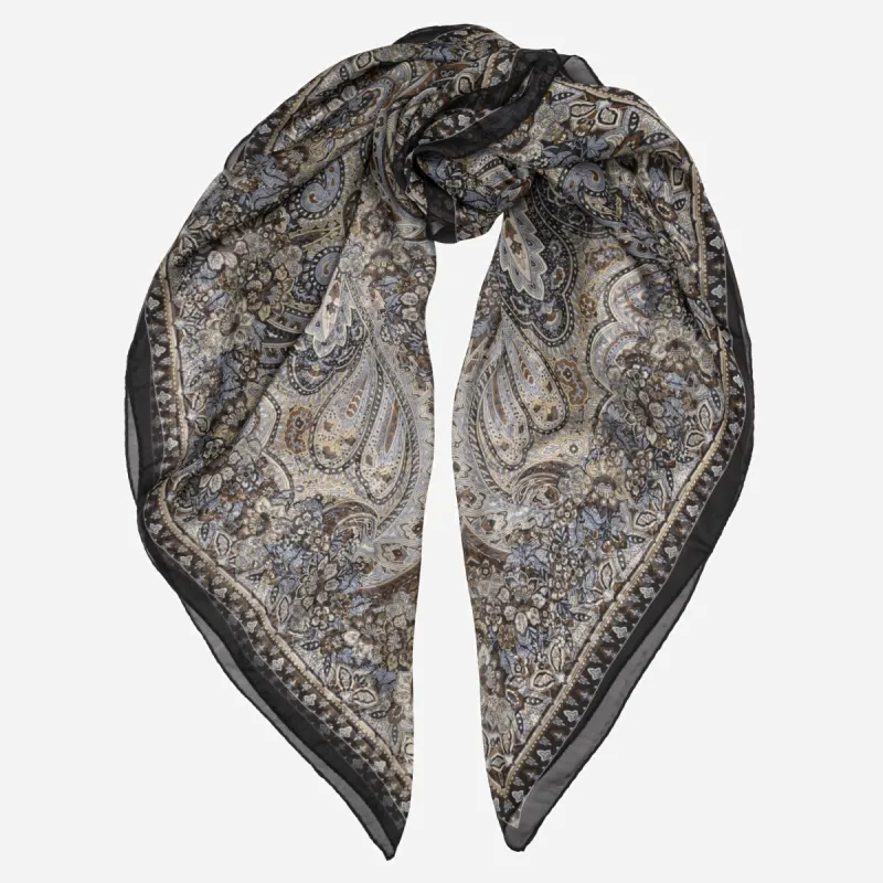 Helena - Silk Scarf Shawl - Brown and Blue sold by Elizabetta