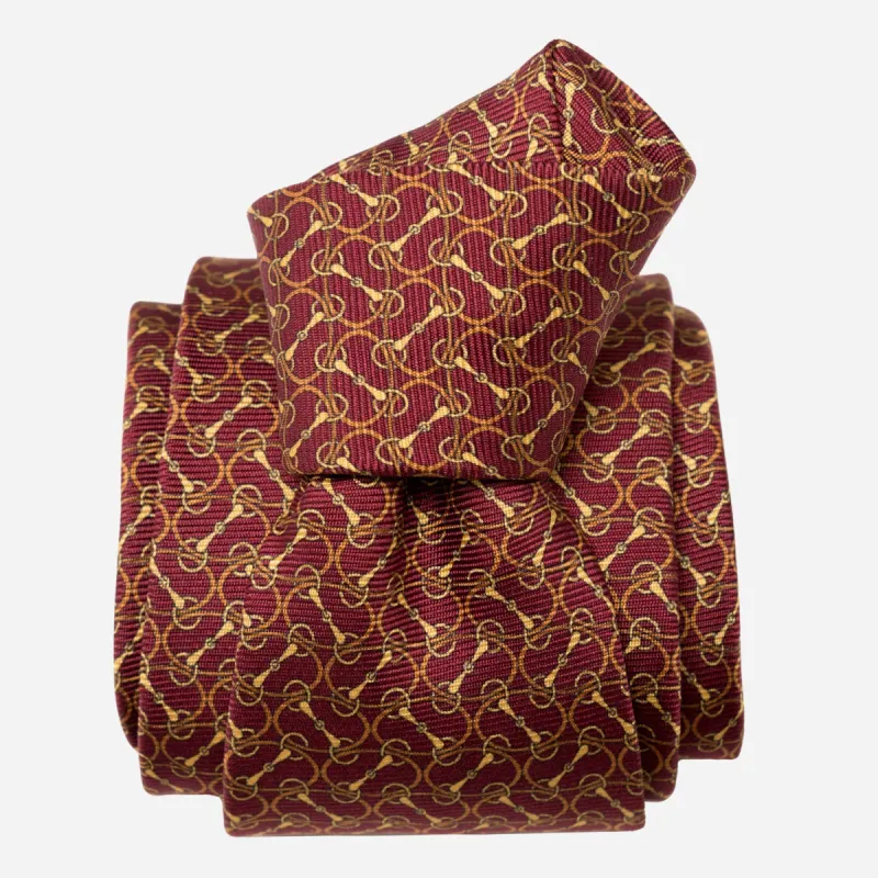 Palio - Printed Silk Tie - Burgundy sold by Elizabetta
